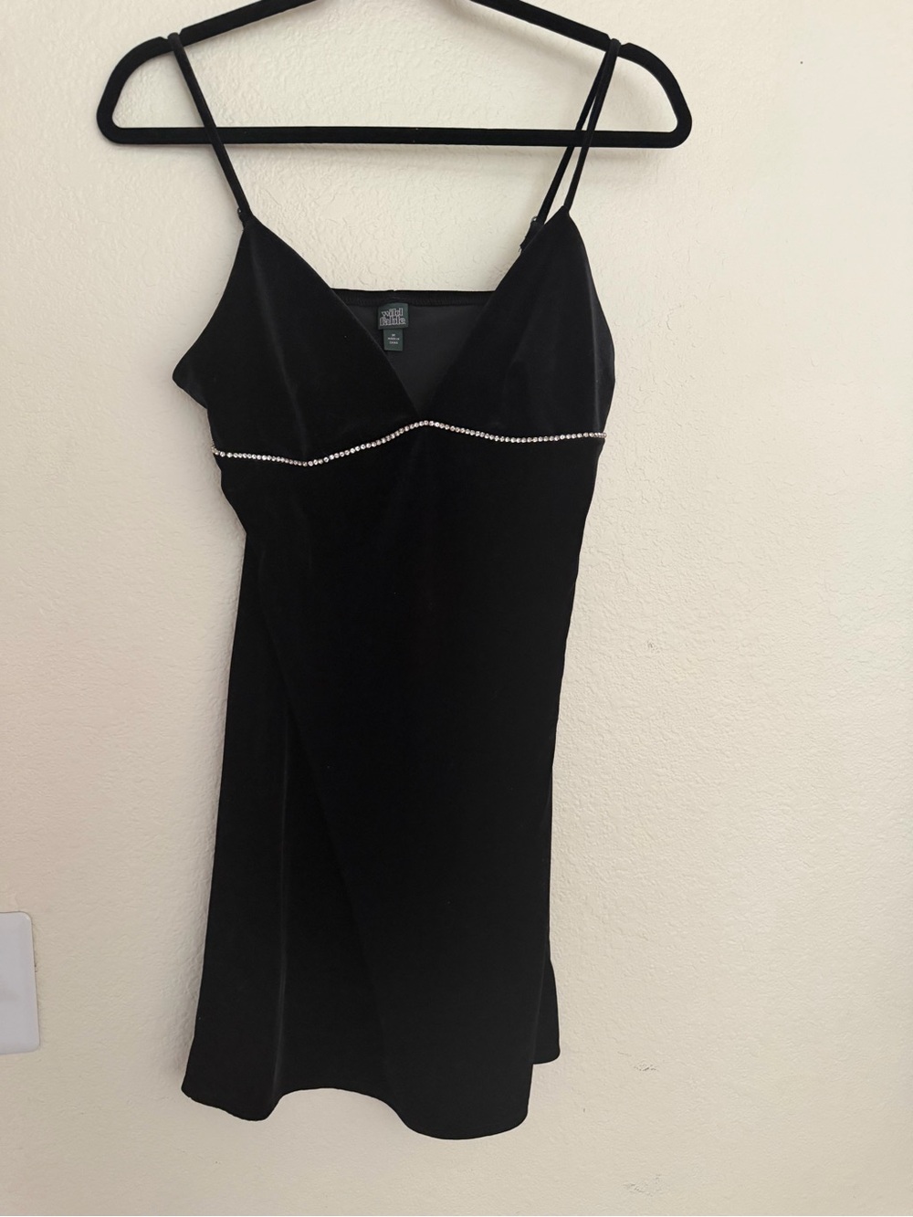 wild fable Black Velvet Slip Dress with Rhinestone Accent
